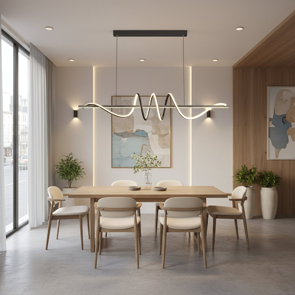 Окачен LED полилей с дистанционно управление RIBBON 64W, линейна, студена/топла/неутрална светлина, димируем, черен, регулируема по височина LED полилеи с дистанционно управление Заглавие по подразбиране Alessandro Design