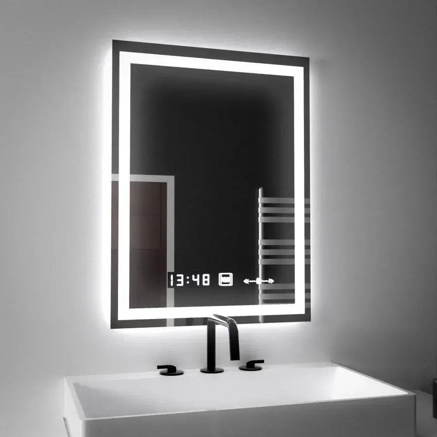 Правоъгълно LED огледало, 45x60 см, Verite MotionGlow Marcello, система за обезпотяване, часовник и термометър, димируеми огледала Marcello Заглавие по подразбиране Alessandro Design