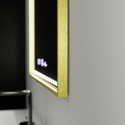 Правоъгълно LED огледало, 80x60 см, Verite Royale Gold MotionGlow Marcello, система за обезпотяване, часовник и термометър, димируеми огледала Marcello Заглавие по подразбиране Alessandro Design