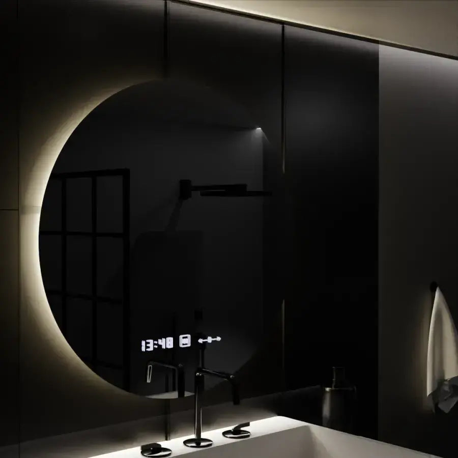 LED кръгло огледало, 70 см, Serenite MotionGlow Marcello, система за обезпотяване, часовник и термометър, димируеми огледала Marcello Заглавие по подразбиране Alessandro Design