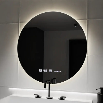 LED кръгло огледало, 70 см, Serenite MotionGlow Marcello, система против запотяване, часовник и термометър, димиране