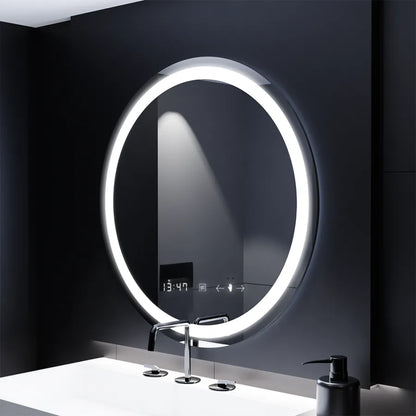 Кръгло LED огледало, 70 см, Celeste MotionGlow Marcello, система против мъгла, часовник и термометър, димируема, топла неутрална студена светлина 3000K/4000K/6000K Marcello Огледала Заглавие по подразбиране Alessandro Design