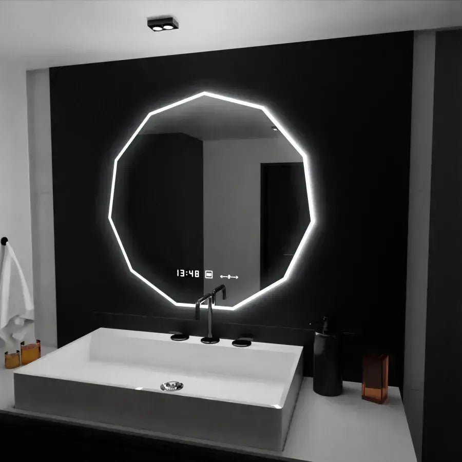 LED огледало 60cm, POLIGON Sensor MotionGlow Marcello, система за обезпотяване, часовник и термометър, огледала Dimabila Marcello Заглавие по подразбиране Alessandro Design