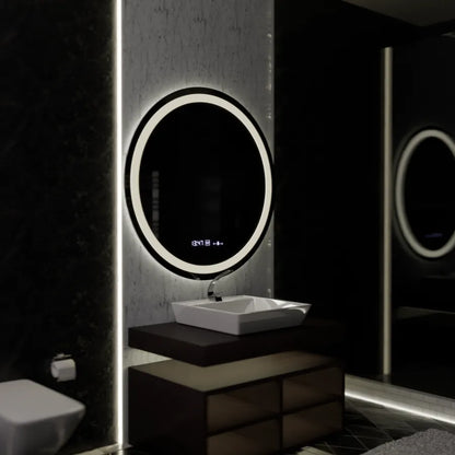 LED кръгло огледало, 100 см, Celeste MotionGlow Marcello, система за обезпотяване, часовник и термометър, огледала Dimabila Marcello Заглавие по подразбиране Alessandro Design