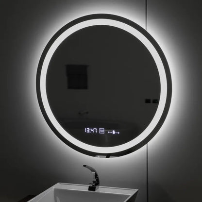Кръгло LED огледало, диаметър 50 см, Celeste MotionGlow Marcello, система за обезпотяване, часовник и термометър, димиране, топла неутрална студена светлина 3000K/4000K/6000K Marcello огледала Заглавие по подразбиране Alessandro Design