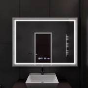 Правоъгълно LED огледало, 120x80 см, Verite Imperial Silver Motion Glow Marcello, система за обезпотяване, часовник и термометър, димируеми огледала Marcello Заглавие по подразбиране Alessandro Design