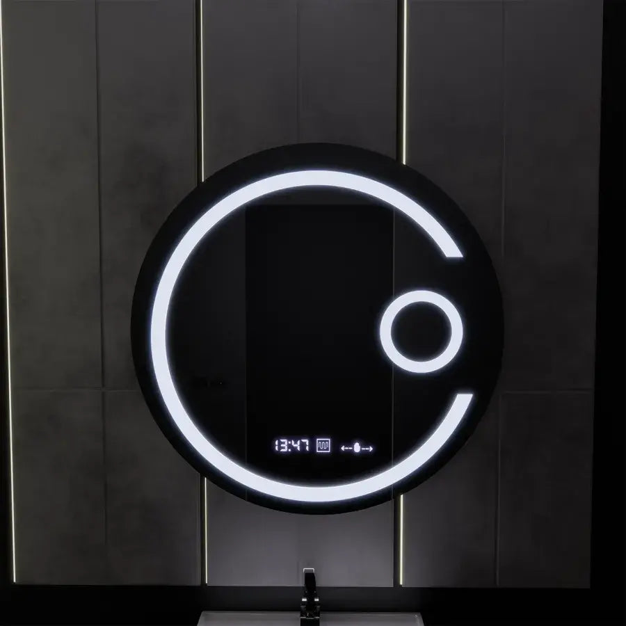 LED кръгло огледало, 60 см, Visio MotionGlow Marcello, система за обезпотяване, часовник и термометър, козметична лупа, затъмняващи огледала Marcello Заглавие по подразбиране Alessandro Design