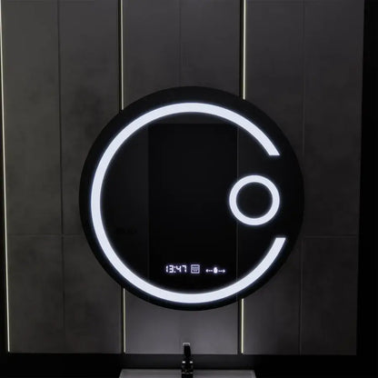 LED кръгло огледало, 60 см, Visio MotionGlow Marcello, система за обезпотяване, часовник и термометър, козметична лупа, затъмняващи огледала Marcello Заглавие по подразбиране Alessandro Design