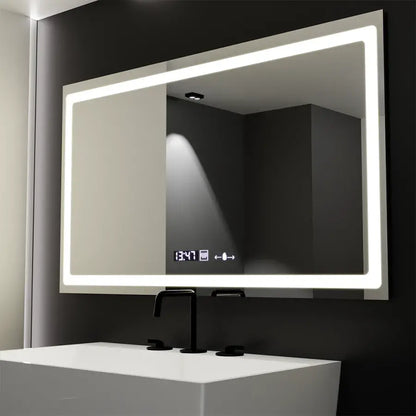Правоъгълно LED огледало, 120X70 см, радиант MotionGlow сензор Marcello, система за обезпотяване, часовник и термометър, димируеми огледала Marcello Заглавие по подразбиране Alessandro Design
