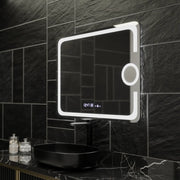 Правоъгълно LED огледало, 80x60 см, Eclat MotionGlow Marcello, система за обезпотяване, часовник и термометър, козметична лупа, димируеми огледала Marcello Заглавие по подразбиране Alessandro Design