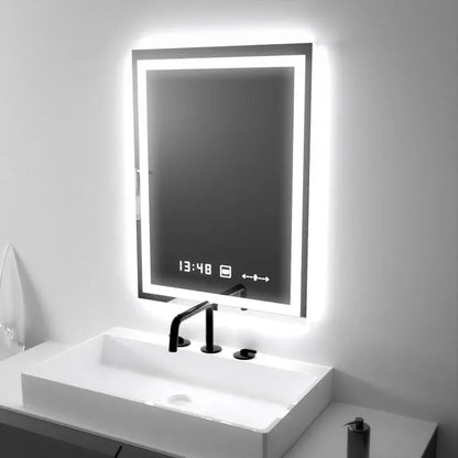 Правоъгълно LED огледало, 45x60 см, Verite MotionGlow Marcello, система за обезпотяване, часовник и термометър, димируеми огледала Marcello Заглавие по подразбиране Alessandro Design