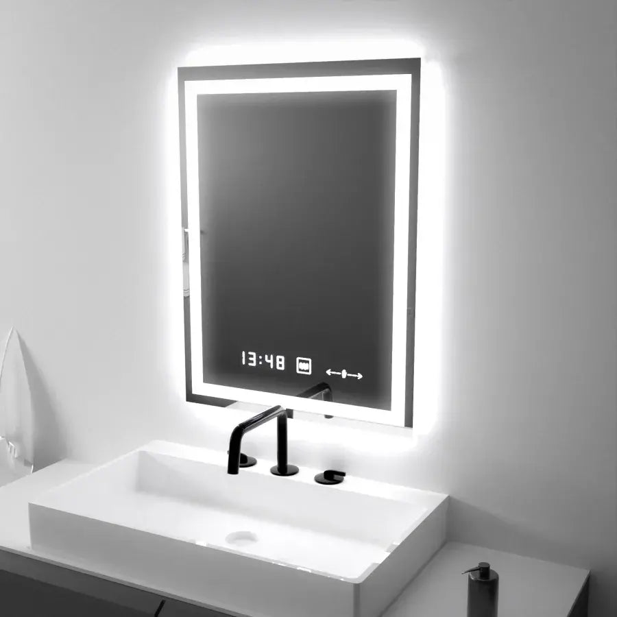 Правоъгълно LED огледало, 45x60 см, Verite MotionGlow Marcello, система за обезпотяване, часовник и термометър, димируеми огледала Marcello Заглавие по подразбиране Alessandro Design