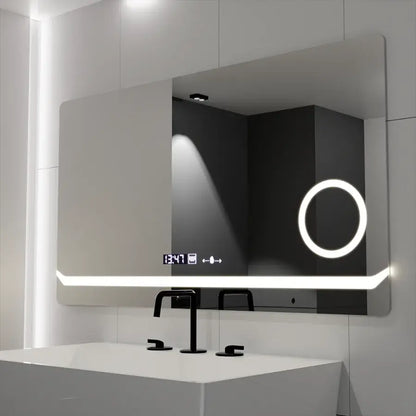 Правоъгълно LED огледало, 80x60 см, дефиниция MotionGlow Marcello, система за обезпотяване, часовник и термометър, козметична лупа, димируеми огледала Marcello Заглавие по подразбиране Alessandro Design