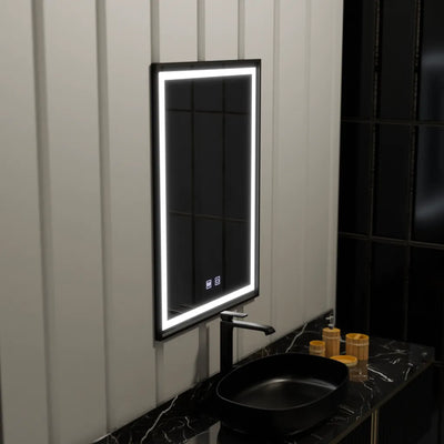Правоъгълно LED огледало 60x90cm EDGE Touch Demister System, черна рамка