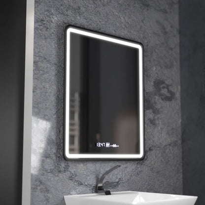 Правоъгълно LED огледало, 75x90cm, Favola MotionGlow Marcello, Demister System, Clock & Thermometer, Dimable