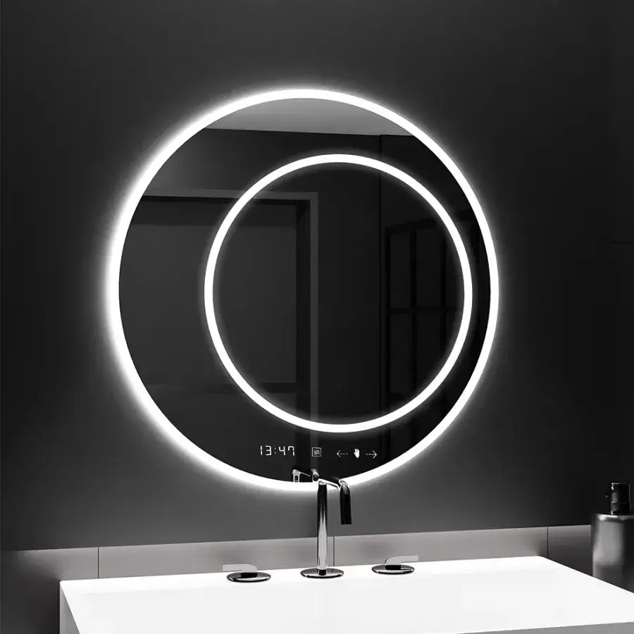 Кръгло LED огледало, 60 см, July Touch Marcello, система за обезпотяване, часовник и термометър, огледала Dimabila Marcello Заглавие по подразбиране Alessandro Design