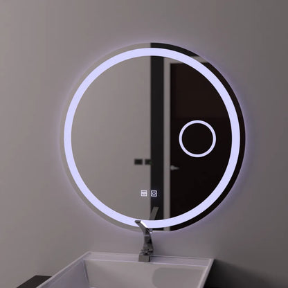 LED кръгло огледало 70 см, Touch Luxor, система против запотяване, димируемо огледало за баня с LED и противозамъгляващо заглавие по подразбиране Alessandro Design