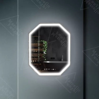 Многоъгълно LED огледало, 60x80 см, сензор Ralya MotionGlow Marcello, система за обезпотяване, часовник и термометър, огледала Dimabila Marcello Заглавие по подразбиране Alessandro Design