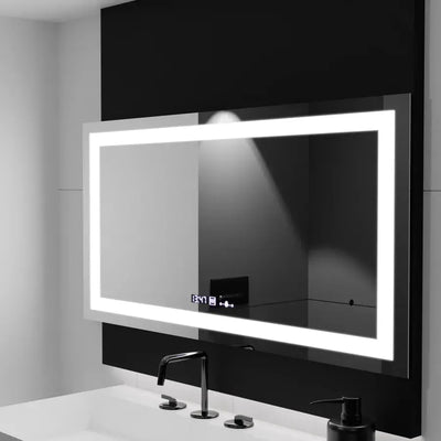 Правоъгълно LED огледало, 160x80 см, Verite MotionGlow Marcello, система против запотяване, часовник и термометър, димиране