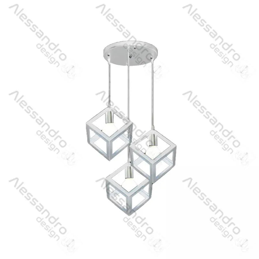 Luster Form Cube, STRUKTUR Cluster, 3xE27, бял, Metal Luster Industrial Заглавие по подразбиране Alessandro Design
