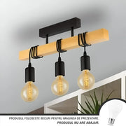 Полилей Timber Trio, 3xE27, черен, дървени ретро полилеи Заглавие по подразбиране Alessandro Design
