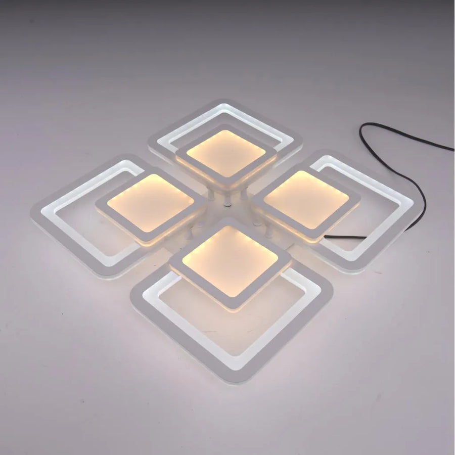 LED полилей с дистанционно управление SUSAN 96W, 4 квадрата, студена/топла/неутрална светлина, димируем, бял LED полилей с дистанционно управление Заглавие по подразбиране Alessandro Design