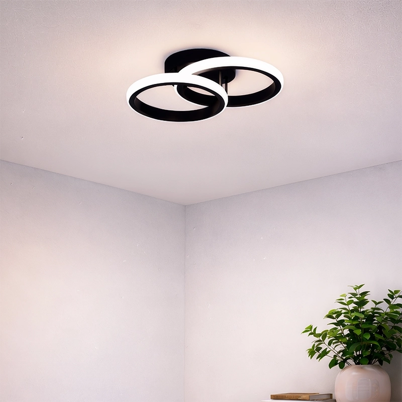 LED полилей VERTEX CIRCULA 21W, 2 кръга, метални рамки, студена/топла/неутрална светлина 3000K/4000K/6000K, черен, метални LED полилеи Заглавие по подразбиране Alessandro Design