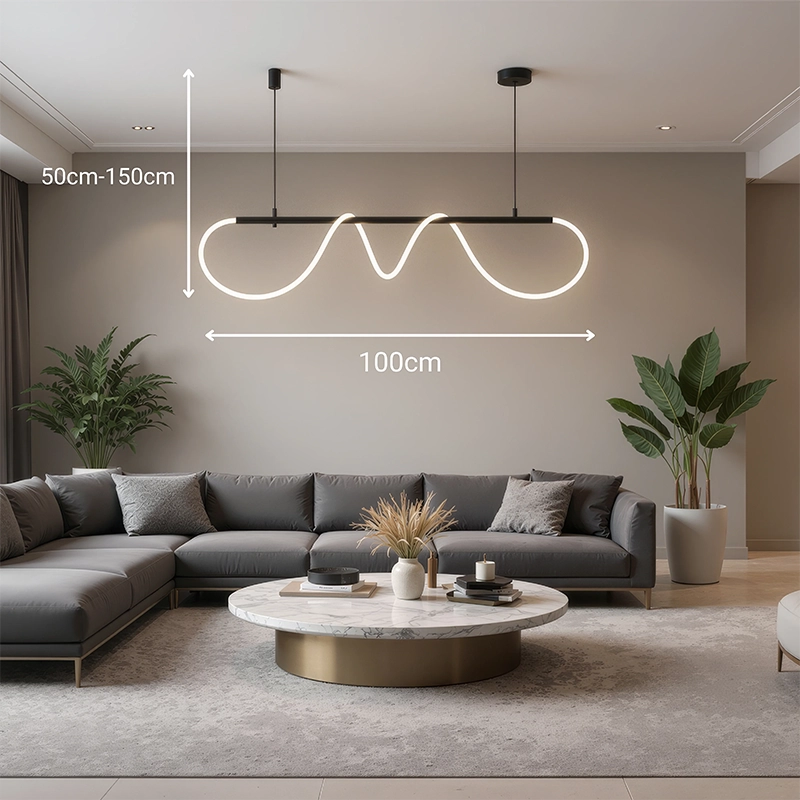 DIVINO LED полилей с гъвкава силиконова тръба - 24W, регулируема светлина, матово черно Модерни полилеи Заглавие по подразбиране Alessandro Design
