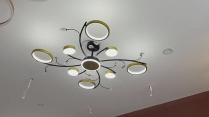 LED полилей KARINA с дистанционно управление, 65W, 8 елемента, топла/студена/неутрална светлина, димируем, златен
