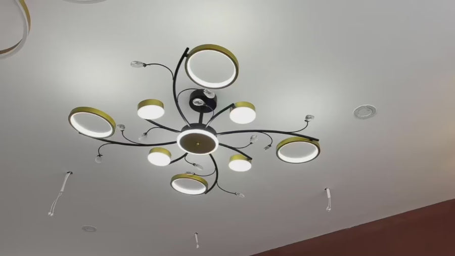 LED полилей KARINA с дистанционно управление, 65W, 8 елемента, топла/студена/неутрална светлина, димируем, златен