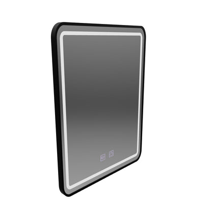 Правоъгълно LED огледало, 45x60 см, EDGE Touch, система против запотяване, черна рамка