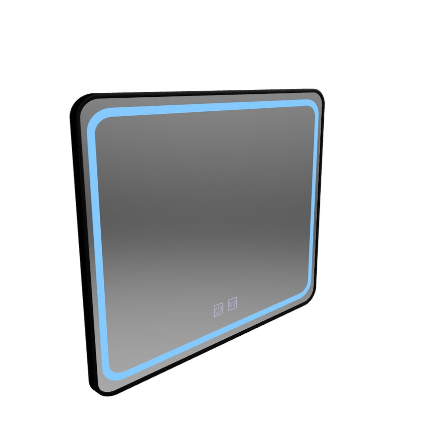 Правоъгълно LED огледало 80x60cm - EDGE Touch Demister System, черна рамка