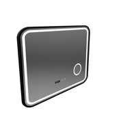 Bernd LED Touch Mirror система против запотяване, часовник и температура 80x60 см черна рамка, козметична лупа