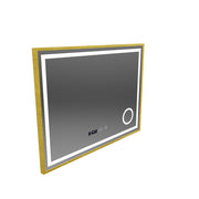 CLARUS LED Touch Mirror система против запотяване, часовник и температура 80x60 cm Матирана златна рамка Козметична лупа