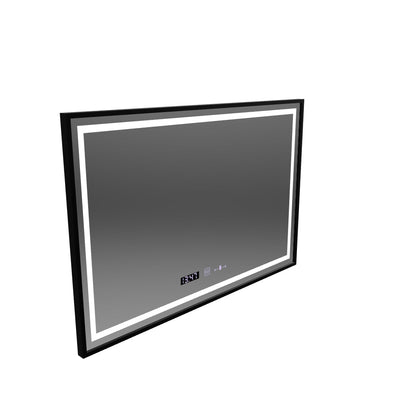 Правоъгълно LED огледало, 120x80 см, Verite Majeste Noir Motion Glow Marcello, система против запотяване, часовник и термометър, димиране