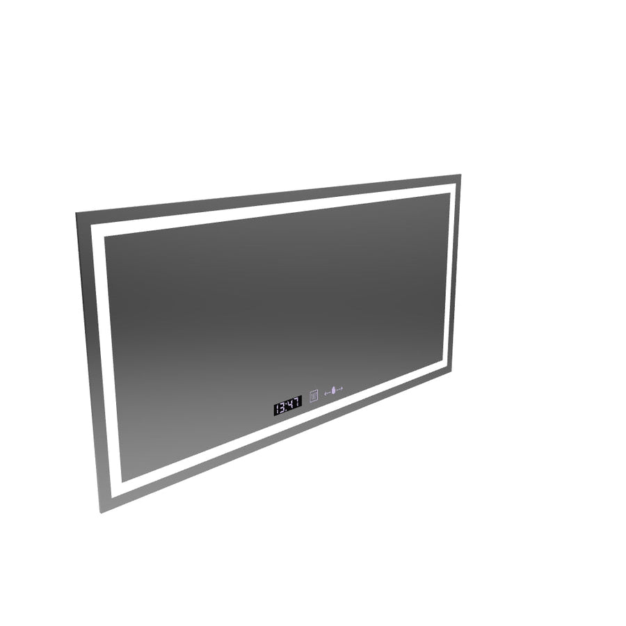 Правоъгълно LED огледало, 120x60 см, Verite MotionGlow Marcello, система против запотяване, часовник и термометър, димиране