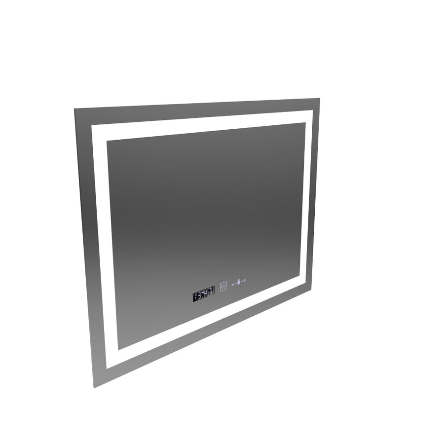 Правоъгълно LED огледало, 80x60 см, Verite MotionGlow Marcello, система против запотяване, часовник и термометър, димиране