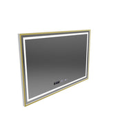 Правоъгълно LED огледало, 100x65 см, Verite Royale Gold Motion Glow Marcello, система против запотяване, часовник и термометър, димиране