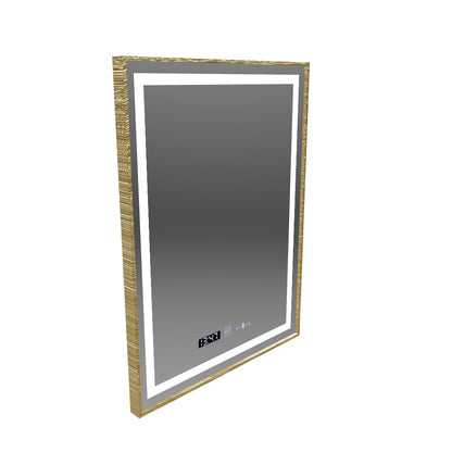Правоъгълно LED огледало, 60x80cm, Verite Royale Gold MotionGlow Marcello, Demister System, Clock & Thermometer, Dimable