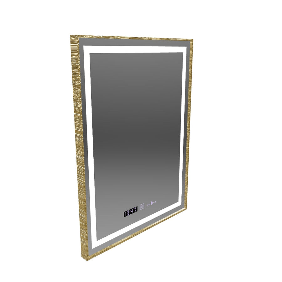 Правоъгълно LED огледало, 60x80cm, Verite Royale Gold MotionGlow Marcello, Demister System, Clock & Thermometer, Dimable