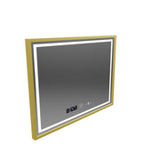 Правоъгълно LED огледало, 80x60 см, Verite Royale Gold MotionGlow Marcello, система против запотяване, часовник и термометър, димиране
