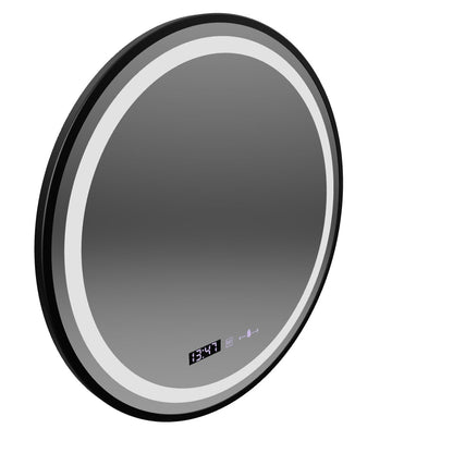 LED кръгло огледало, 70 см, Celeste Majeste Noir MotionGlow Marcello, система против запотяване, часовник и термометър, димируем