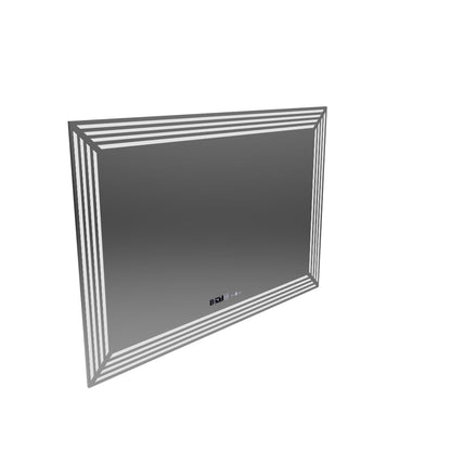 Правоъгълно LED огледало, 110x65 см, сензор Venezia MotionGlow Marcello, система за обезпотяване, часовник и термометър, Dimabila
