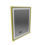 Правоъгълно LED огледало, 75x90 см, Verite Royale Gold MotionGlow Marcello, система против запотяване, часовник и термометър, димиране