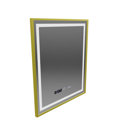 Правоъгълно LED огледало, 75x90 см, Verite Royale Gold MotionGlow Marcello, система против запотяване, часовник и термометър, димиране