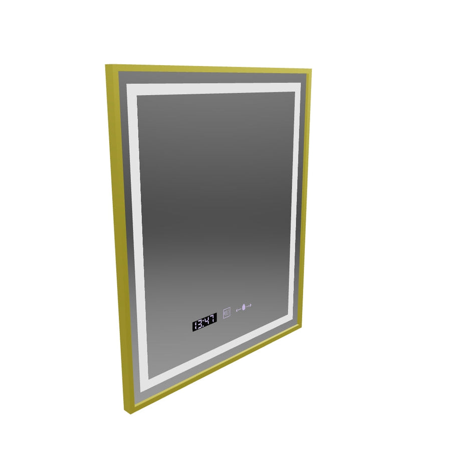 Правоъгълно LED огледало, 75x90 см, Verite Royale Gold MotionGlow Marcello, система против запотяване, часовник и термометър, димиране