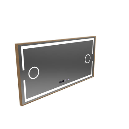 LED огледало MotionGlow Сензор Isabell с функция за изпаряване Термометър Часовник 120x80 см Топла/Студена/Неутрална светлина Димируема, Рамка с четка от розово злато, колекция Marcello Funghi