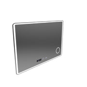 Правоъгълно LED огледало 120x80 Aura Riflesso Puro MotionGlow Marcello, система против запотяване, термометър и часовник, димиране