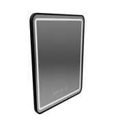Огледало LED Touch LUCIDA Система за обезпотяване, часовник и температура 60x80 см Матирана черна рамка