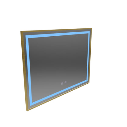 LED Touch Kariri огледало, 80x60 см, функция против запотяване, рамка от розово злато